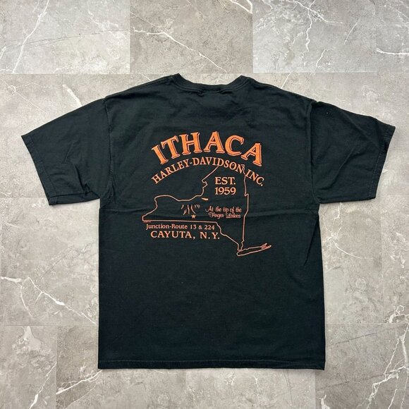 Vintage Harley Davidson Graphic Tee Mens Large Flames Eagle Short Sleeve y2k - Picture 2 of 9